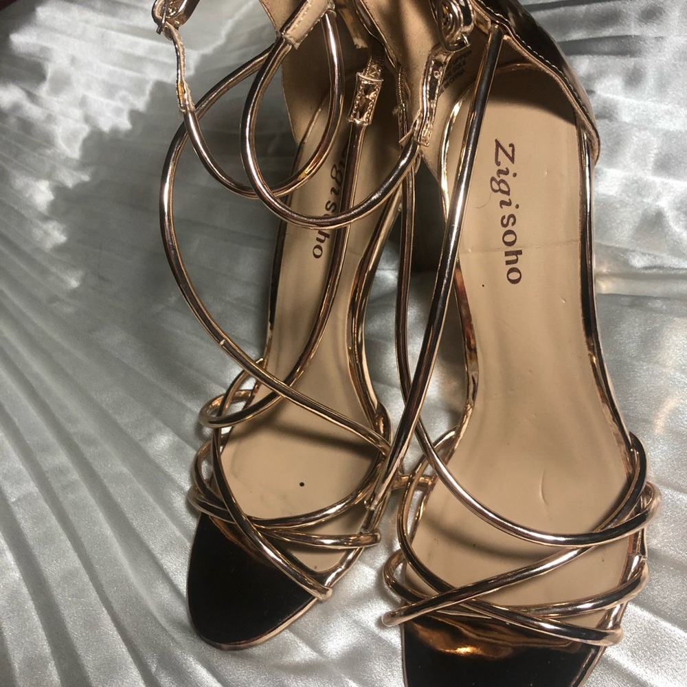 Gold color high heels